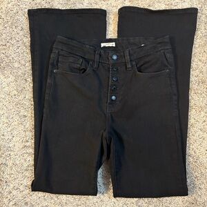 Good American Button Fly High Rise Flare Black Jeans Size 10/30 EUC